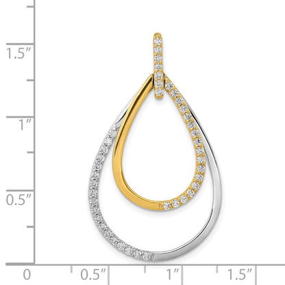 14K Bicolor Gold Polierter Anhänger mit 0,5 ct. echten Diamanten in Doppel-Tropfenform