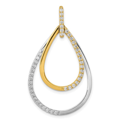 14K Bicolor Gold Polierter Anhänger mit 0,5 ct. echten Diamanten in Doppel-Tropfenform