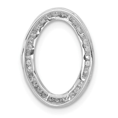 14K Weißgold 1/4ct. Echt Diamant Kanalfassung Set Oval Kette Anhänger