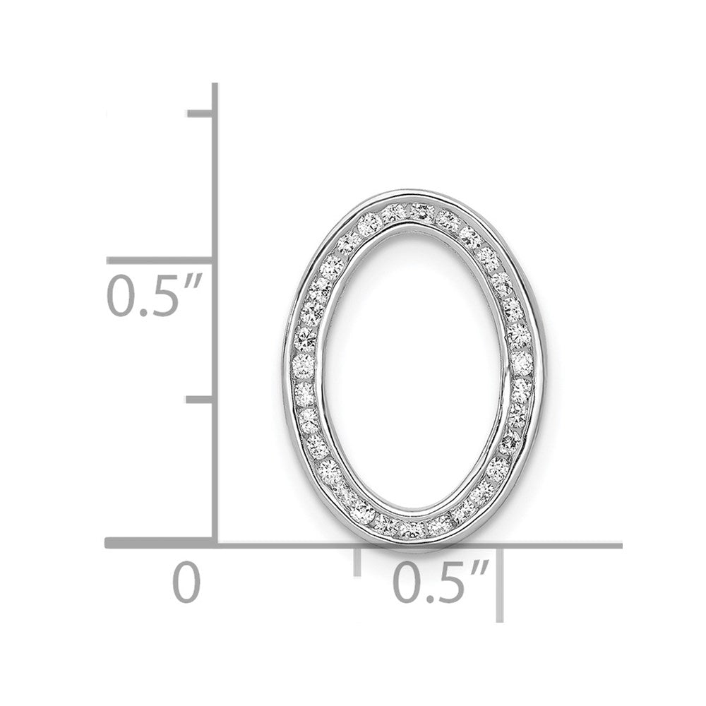 14K Weißgold 1/4ct. Echt Diamant Kanalfassung Set Oval Kette Anhänger