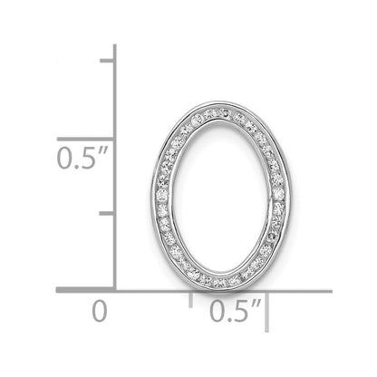 14K Weißgold 1/4ct. Echt Diamant Kanalfassung Set Oval Kette Anhänger