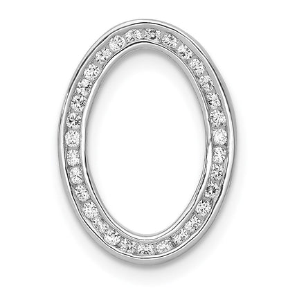 14K Weißgold 1/4ct. Echt Diamant Kanalfassung Set Oval Kette Anhänger
