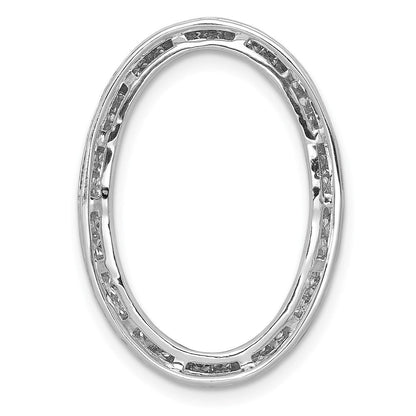 14K Weißgold 1/2ct. Echt Diamant Kanalfassung Set Oval Kette Anhänger