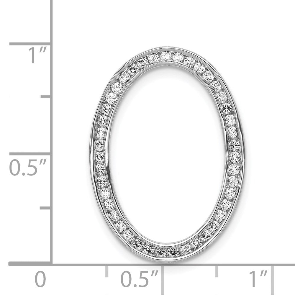 14K Weißgold 1/2ct. Echt Diamant Kanalfassung Set Oval Kette Anhänger