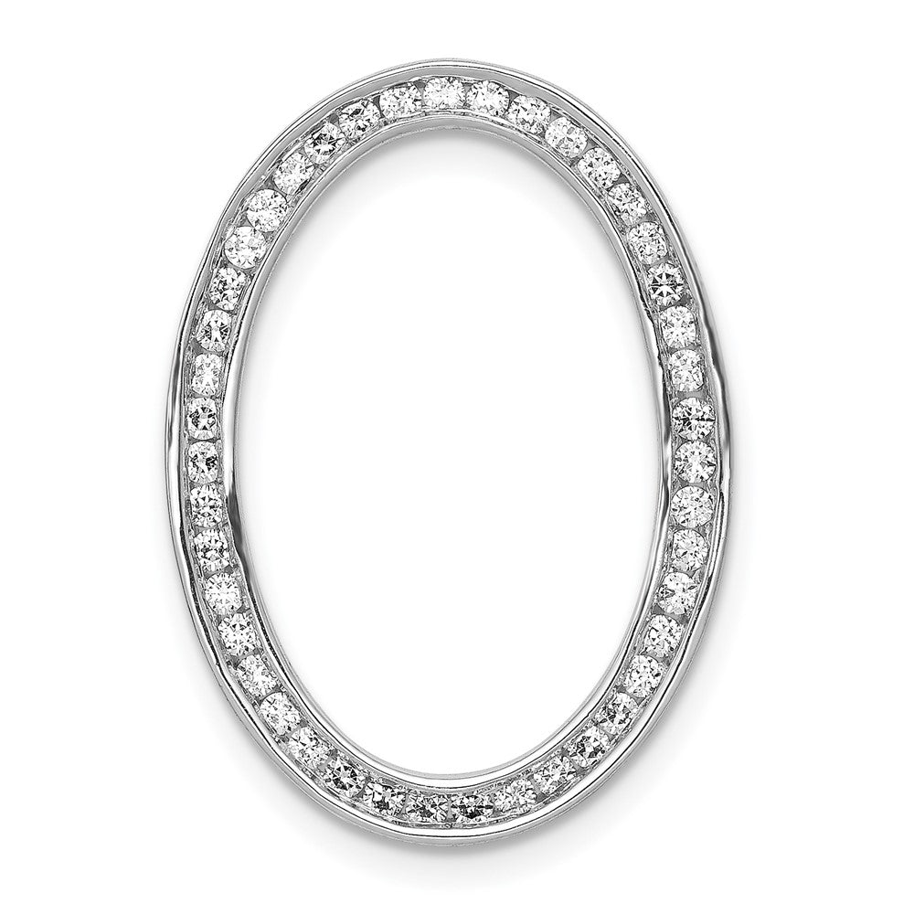 14K Weißgold 1/2ct. Echt Diamant Kanalfassung Set Oval Kette Anhänger