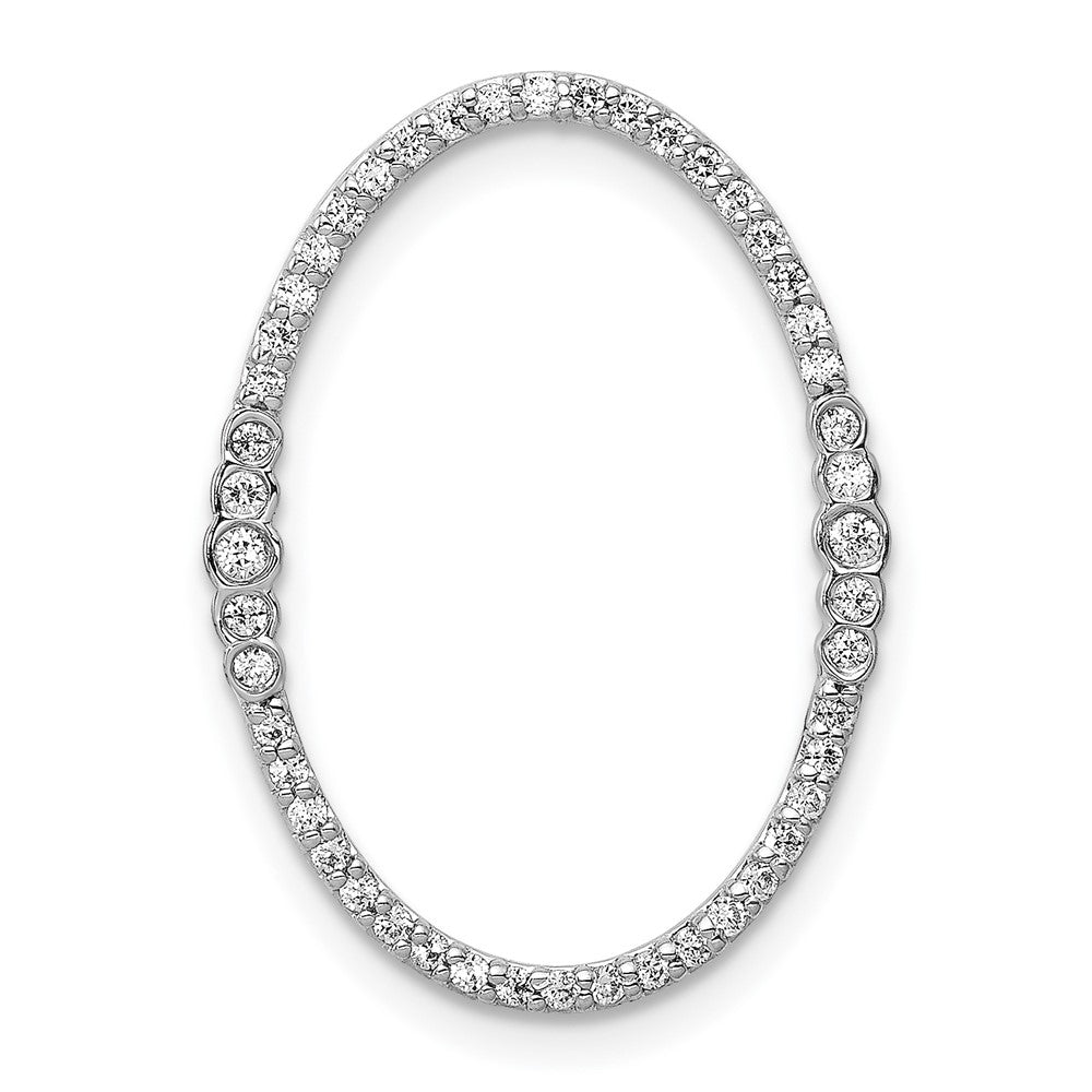 14K Weißgold 1/4ct. Echt Diamant Oval Kette Anhänger