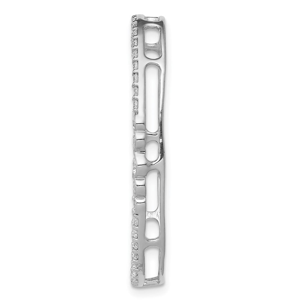 14K Weißgold Ovaler Ketten-Gleitanhänger mit echtem Diamant
