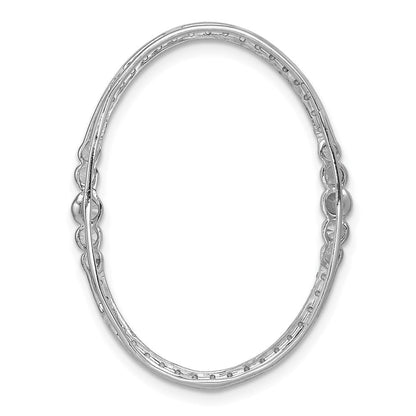 14K Weißgold Ovaler Ketten-Gleitanhänger mit echtem Diamant