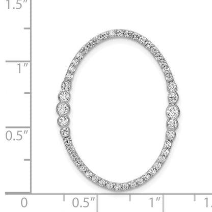 14K Weißgold Ovaler Ketten-Gleitanhänger mit echtem Diamant