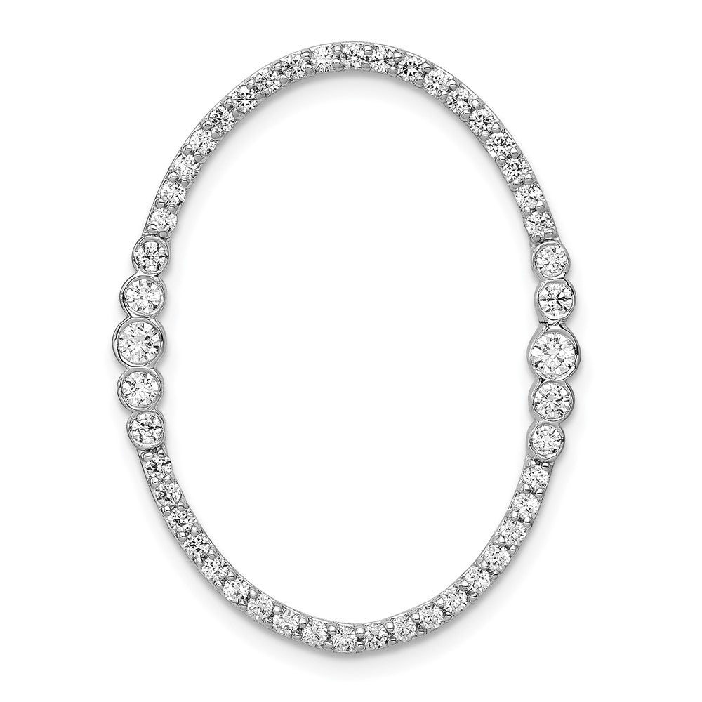 14K Weißgold Ovaler Ketten-Gleitanhänger mit echtem Diamant