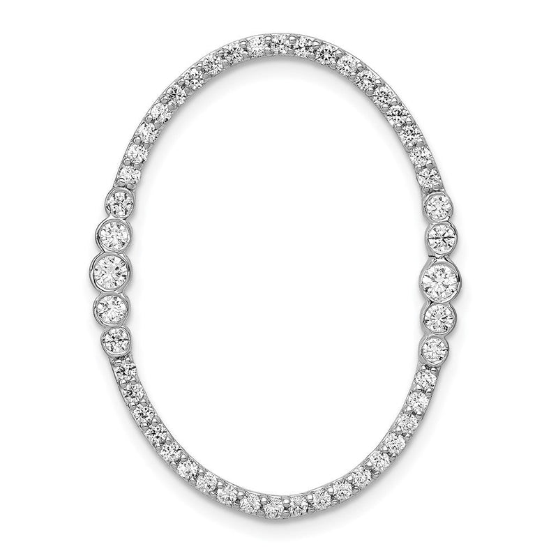 14K Weißgold Ovaler Ketten-Gleitanhänger mit echtem Diamant