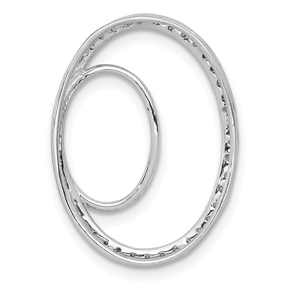 14K Weißgold Gleitanhänger mit doppeltem Ovalkettenglied und 0,25 ct. echtem Diamant