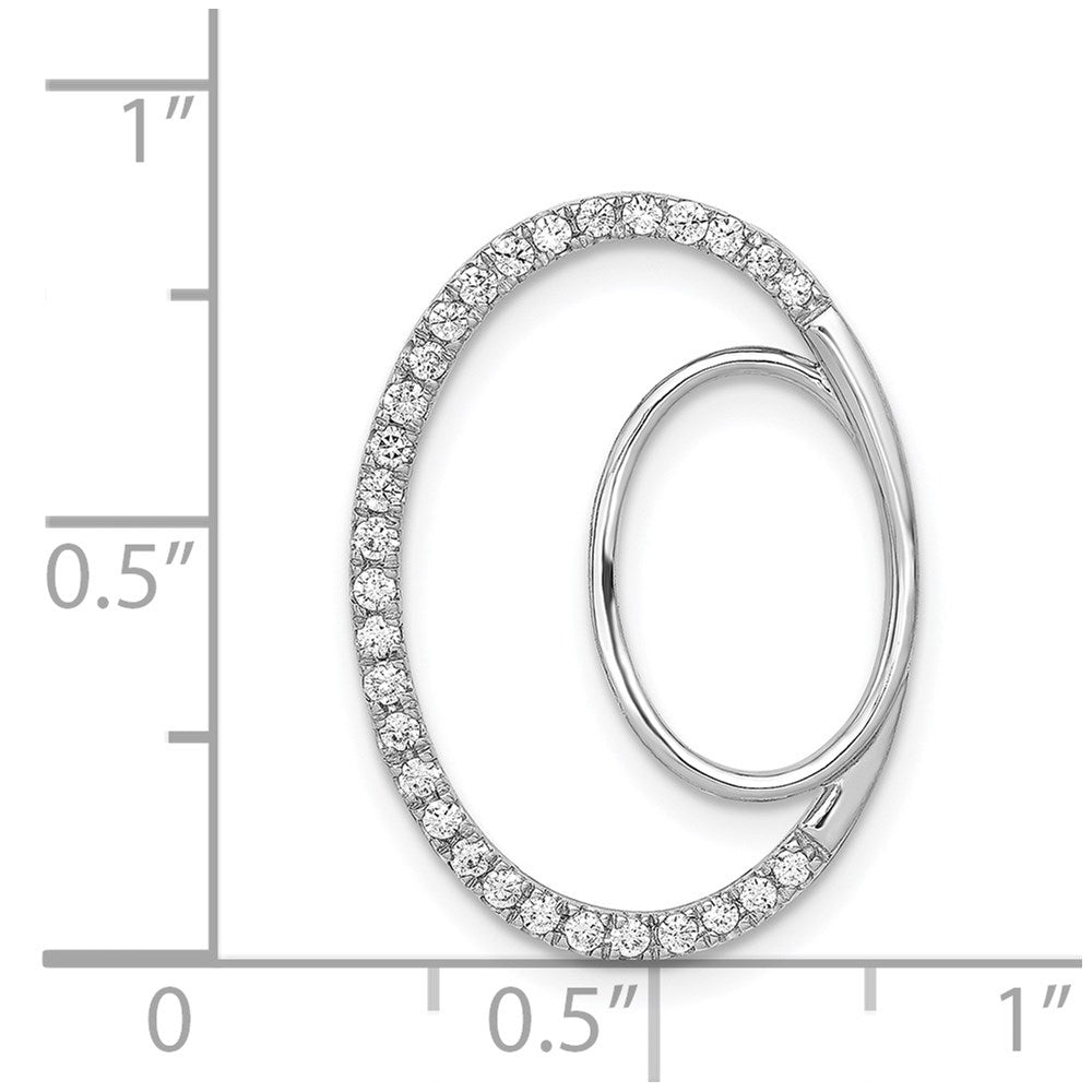 14K Weißgold Gleitanhänger mit doppeltem Ovalkettenglied und 0,25 ct. echtem Diamant