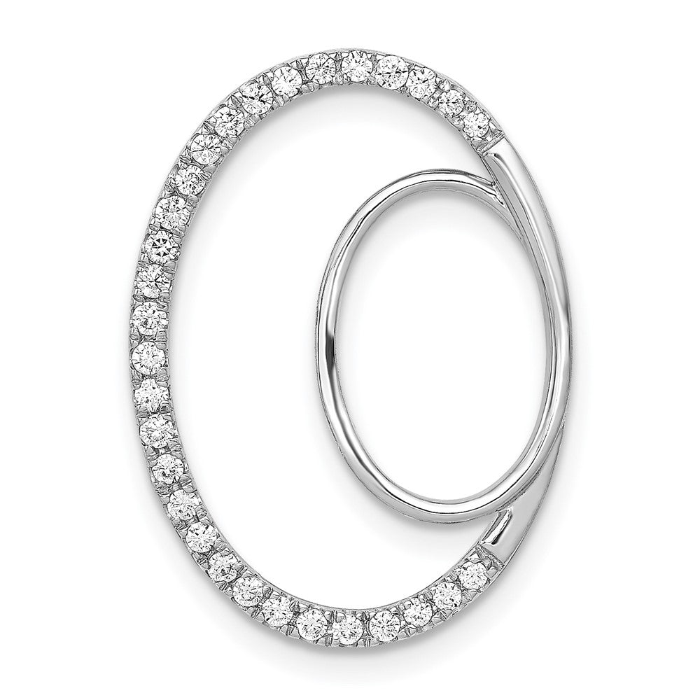 14K Weißgold Gleitanhänger mit doppeltem Ovalkettenglied und 0,25 ct. echtem Diamant