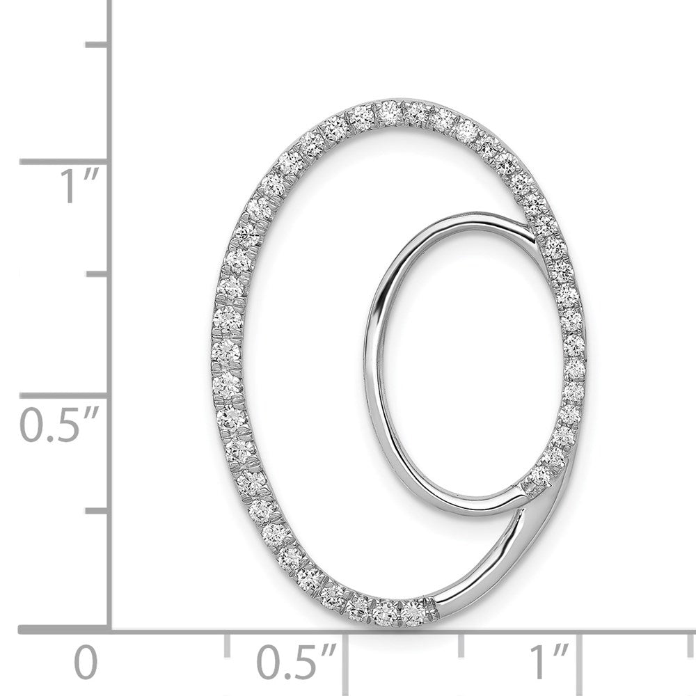 14K Weißgold Diamant-Anhänger mit Gleitkette, Doppel-Oval, 0,5 ct., echte Diamanten