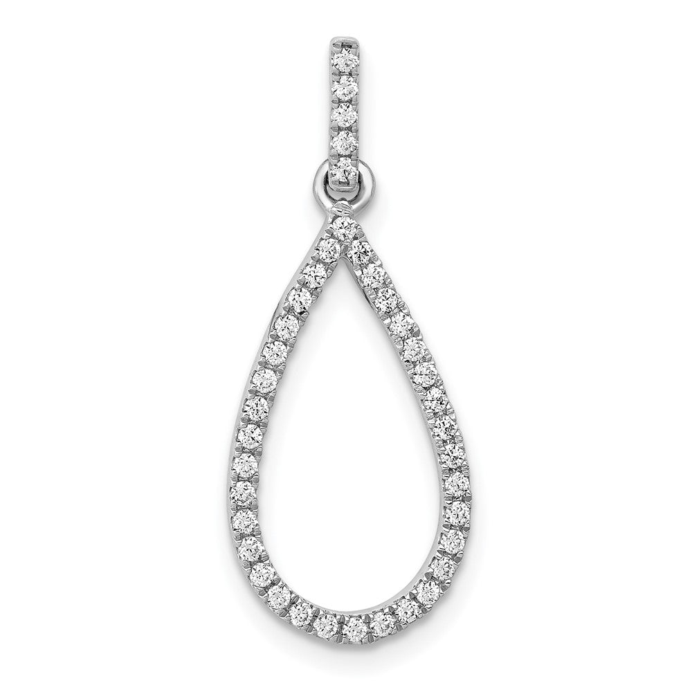 14K Weißgold Anhänger mit 0,25 ct. Laborgezüchtetem Diamant VS/SI+ G+ im Tropfenschliff, baumelnd