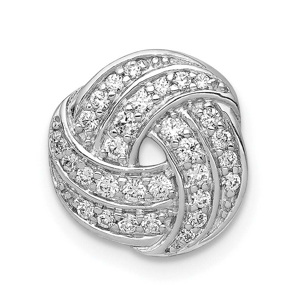 14K Weißgold 1/4ct. Echt Diamant Liebe Knoten Kette Anhänger