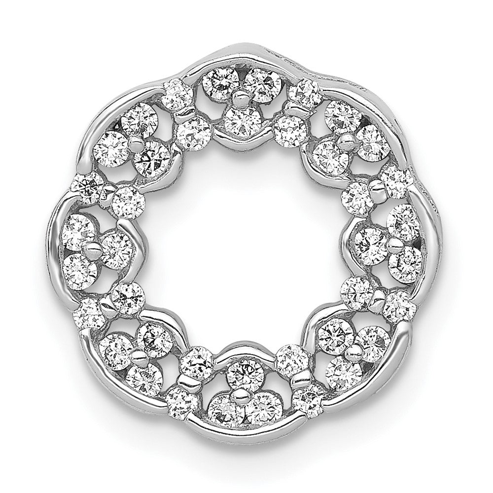 14K Weißgold 3/8ct. Echt Diamant Fantasie Kreis Kette Anhänger