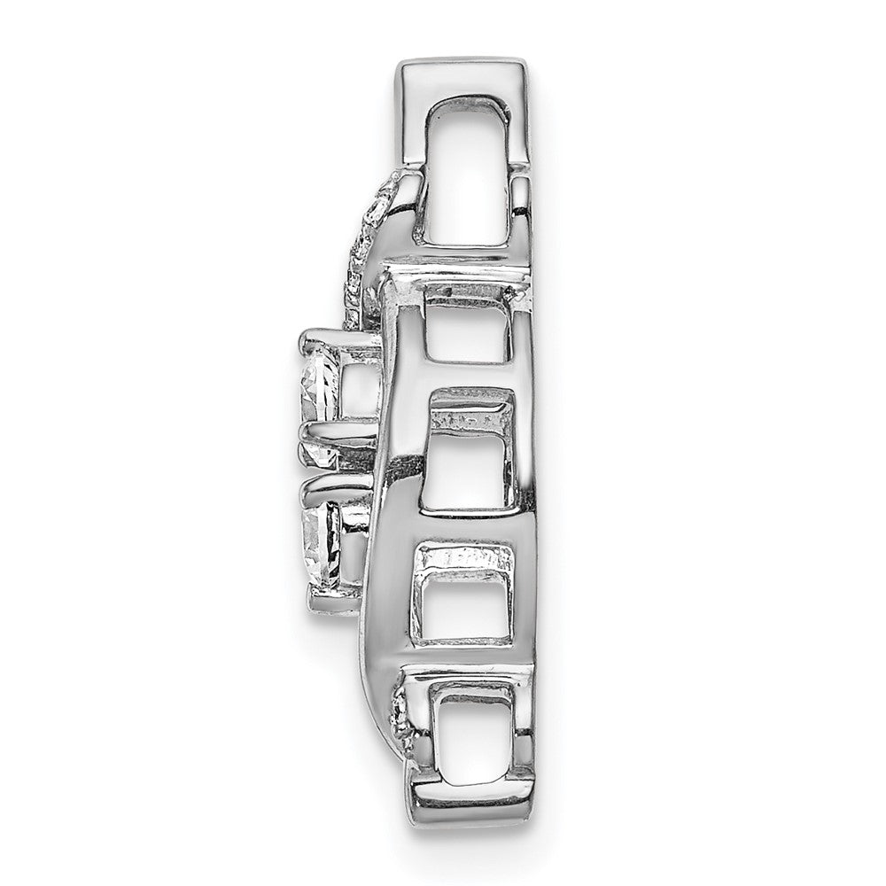 14K Weißgold 1/4ct. Echt Diamant Fantasie Gedreht Kette Anhänger