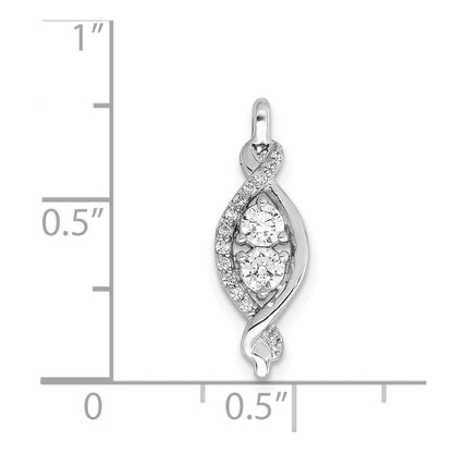 14K Weißgold 1/4ct. Echt Diamant Fantasie Gedreht Kette Anhänger