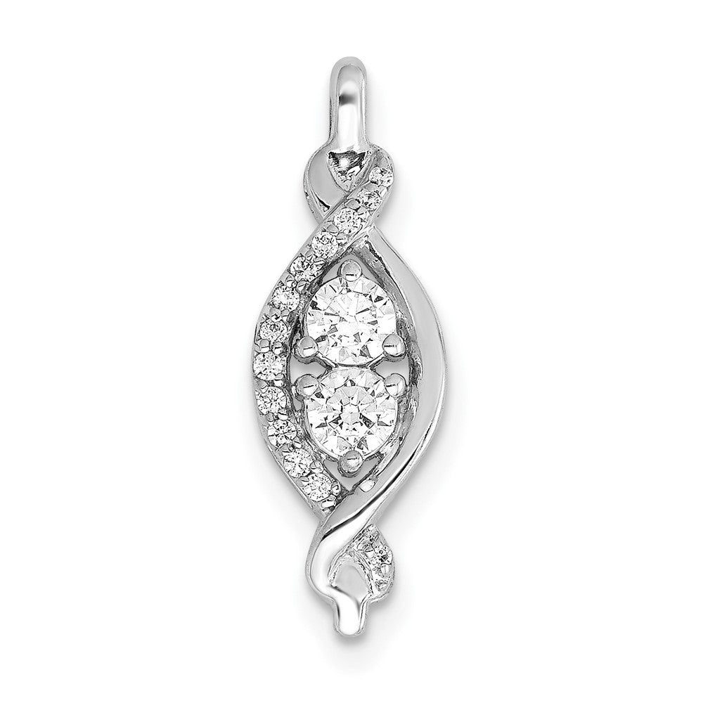 14K Weißgold 1/4ct. Echt Diamant Fantasie Gedreht Kette Anhänger