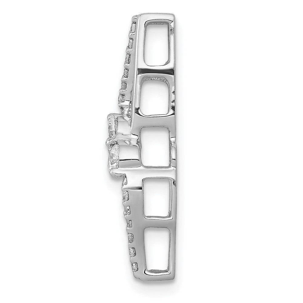 14K Weißgold 1/4ct. Echt Diamant Fantasie Gedreht Kette Anhänger