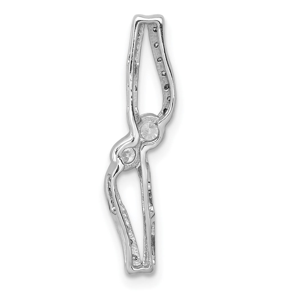 14K Weißgold 1/4ct. Echt Diamant Fantasie Gedreht Kette Anhänger