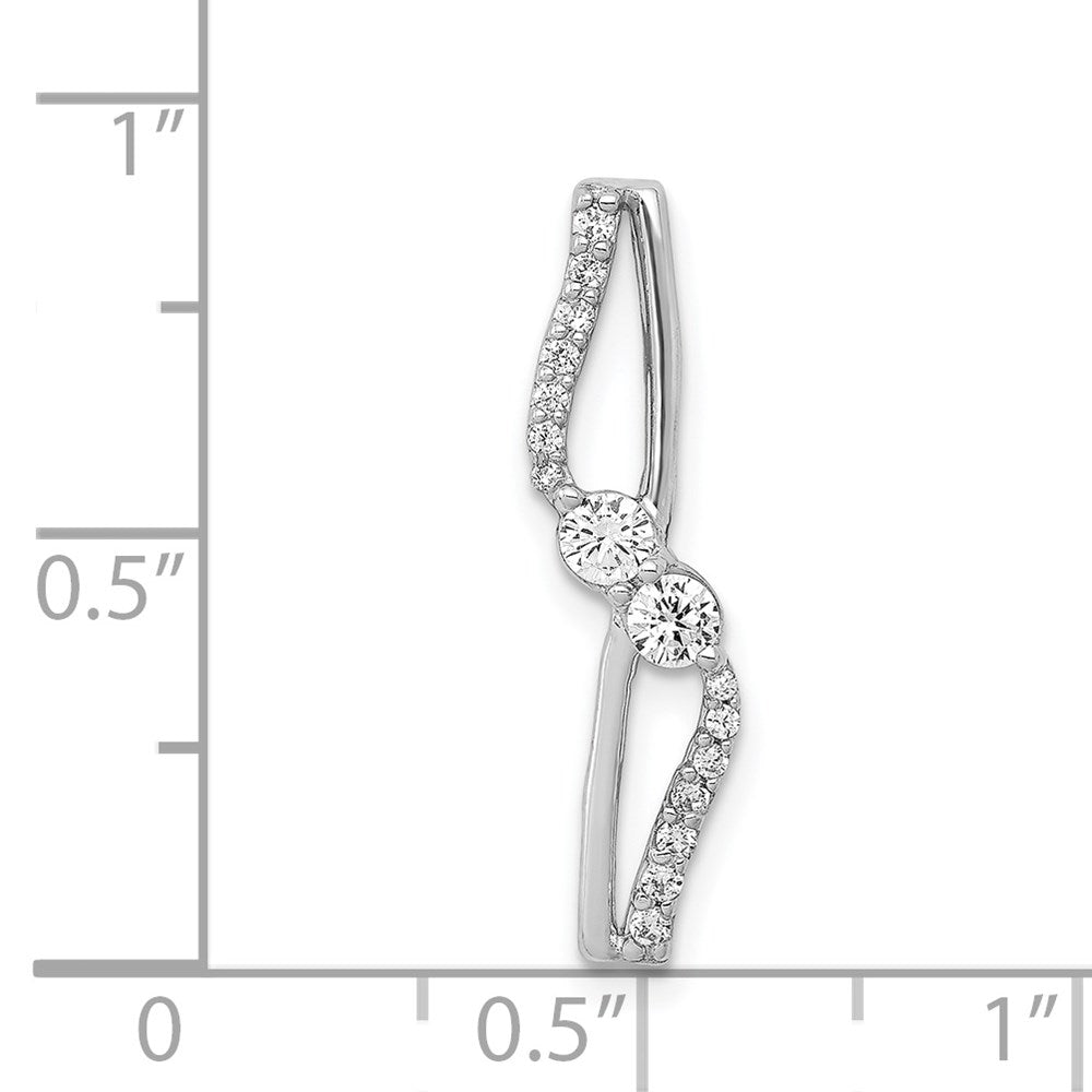 14K Weißgold 1/4ct. Echt Diamant Fantasie Gedreht Kette Anhänger