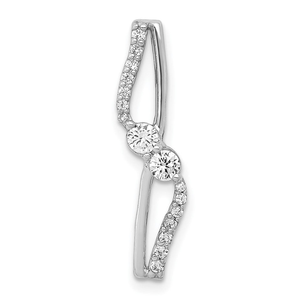 14K Weißgold 1/4ct. Echt Diamant Fantasie Gedreht Kette Anhänger