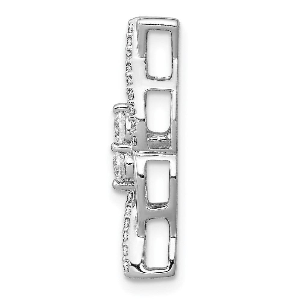 14K Weißgold 1/4ct. Echt Diamant Fantasie Poliert Gedreht Kette Anhänger