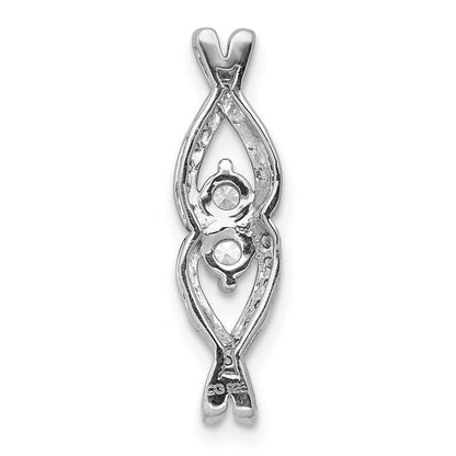 14K Weißgold 1/4ct. Echt Diamant Fantasie Poliert Gedreht Kette Anhänger