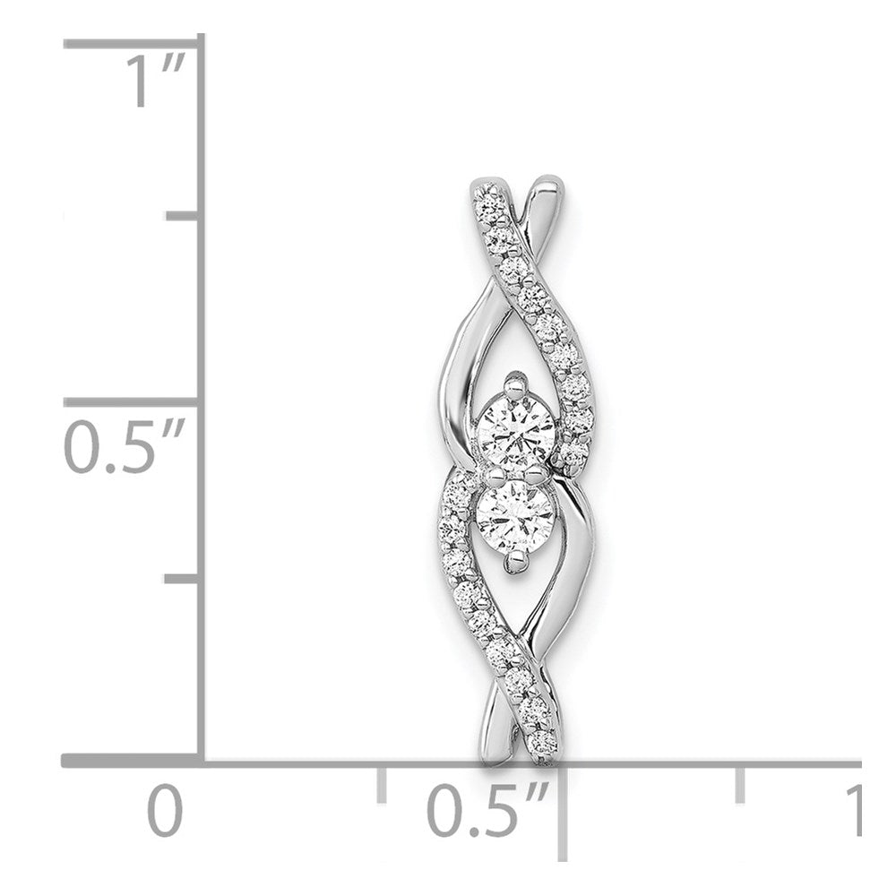 14K Weißgold 1/4ct. Echt Diamant Fantasie Poliert Gedreht Kette Anhänger