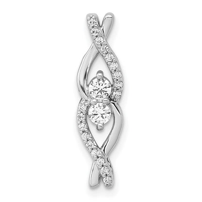 14K Weißgold 1/4ct. Echt Diamant Fantasie Poliert Gedreht Kette Anhänger