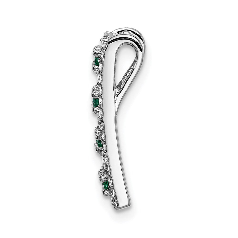 14K Weißgold Echt Diamant & Smaragd Fantasie Kette Anhänger