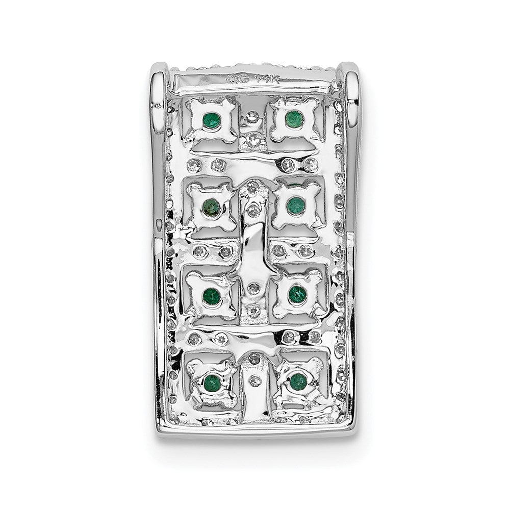 14K Weißgold Echt Diamant & Smaragd Fantasie Kette Anhänger