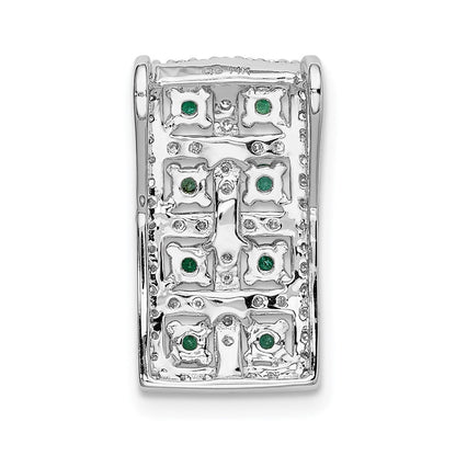 14K Weißgold Echt Diamant & Smaragd Fantasie Kette Anhänger