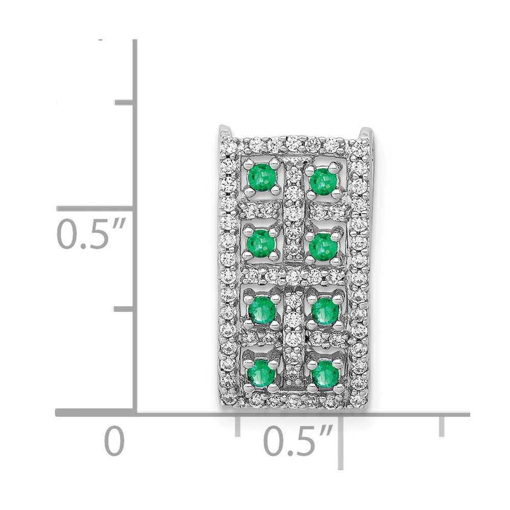 14K Weißgold Echt Diamant & Smaragd Fantasie Kette Anhänger