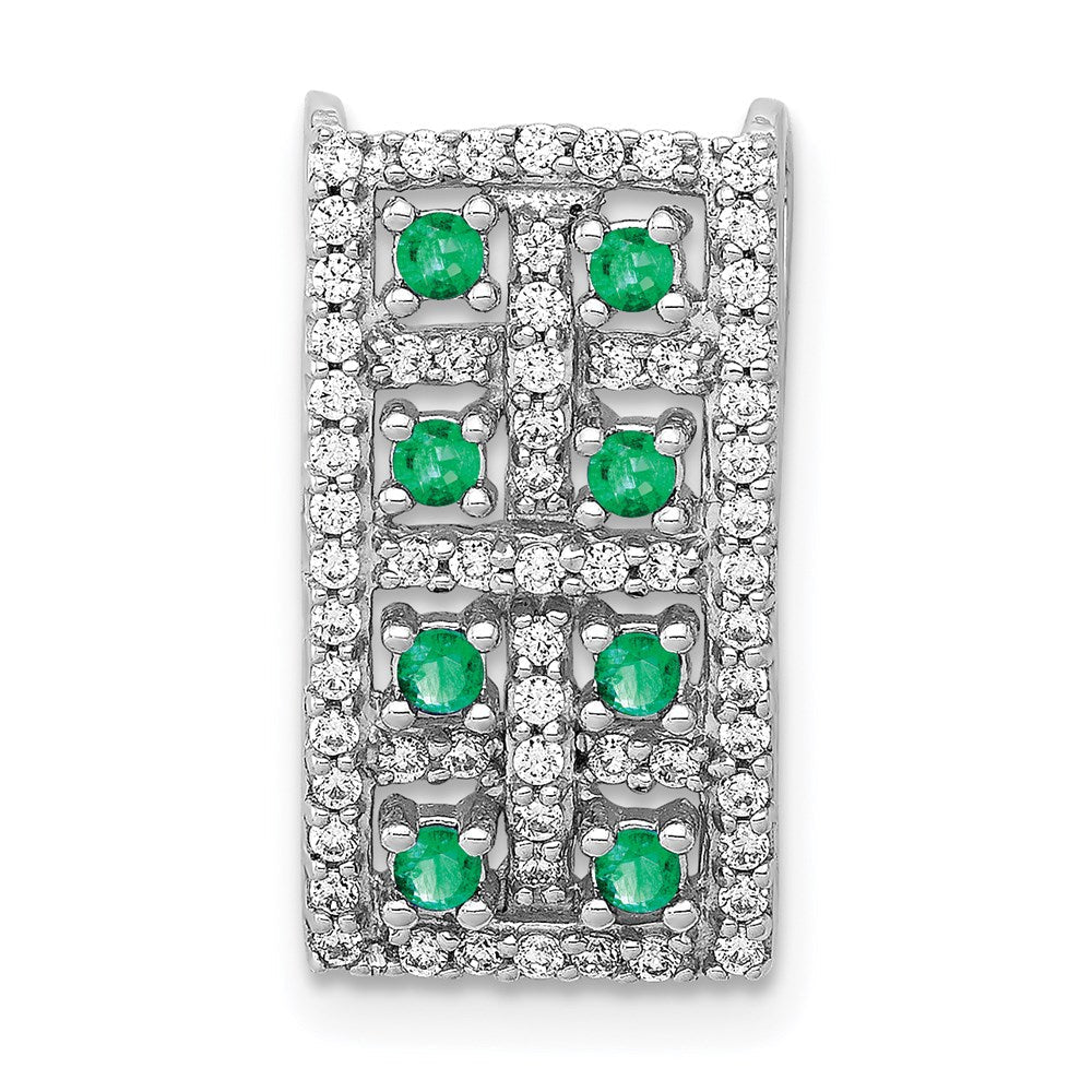 14K Weißgold Echt Diamant & Smaragd Fantasie Kette Anhänger