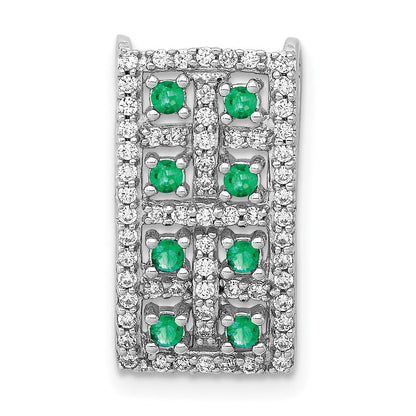 14K Weißgold Echt Diamant & Smaragd Fantasie Kette Anhänger
