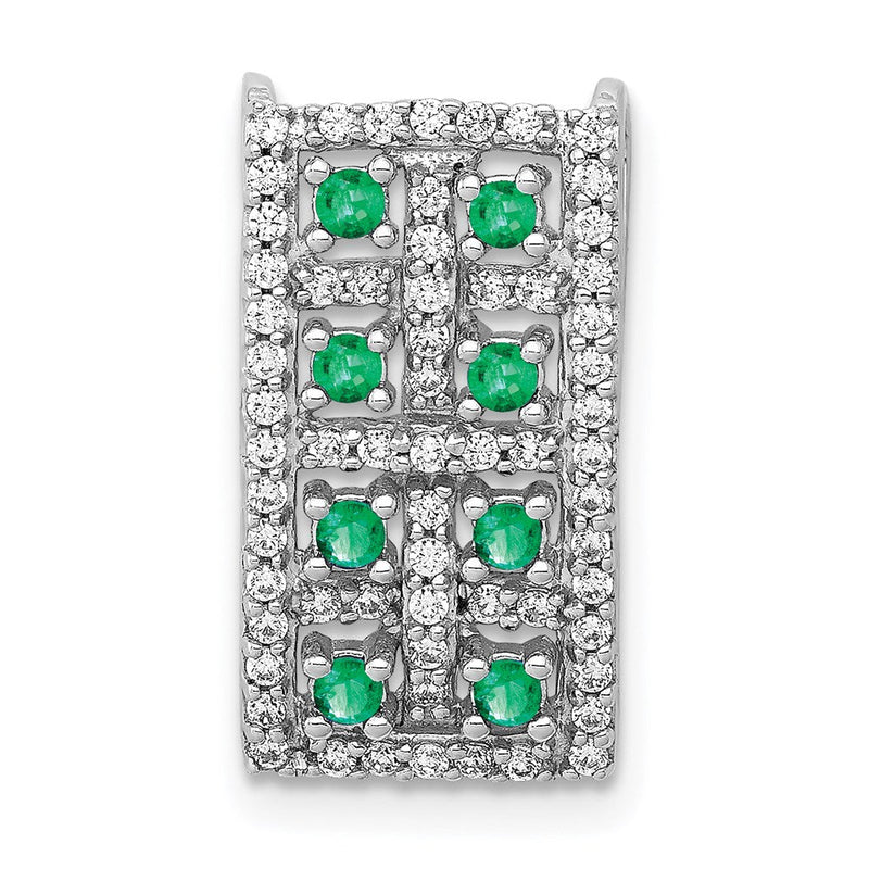 14K Weißgold Echt Diamant & Smaragd Fantasie Kette Anhänger