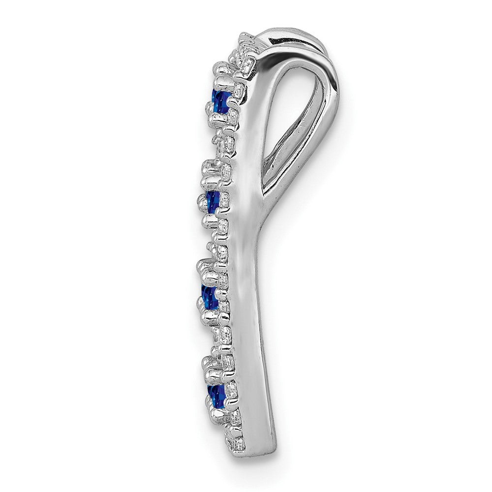 14 K Weißgold Rechteck-Anhänger mit echtem Diamant und Saphir, fantasievoll