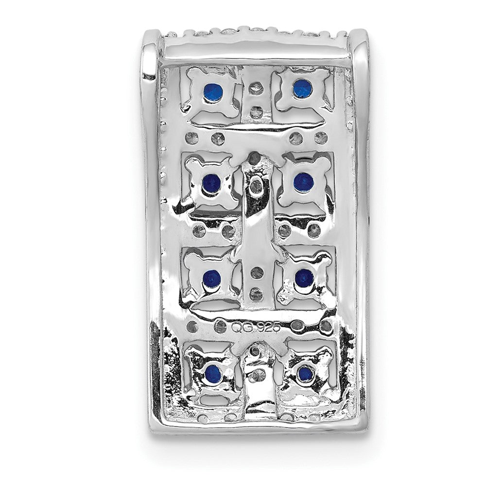 14 K Weißgold Rechteck-Anhänger mit echtem Diamant und Saphir, fantasievoll