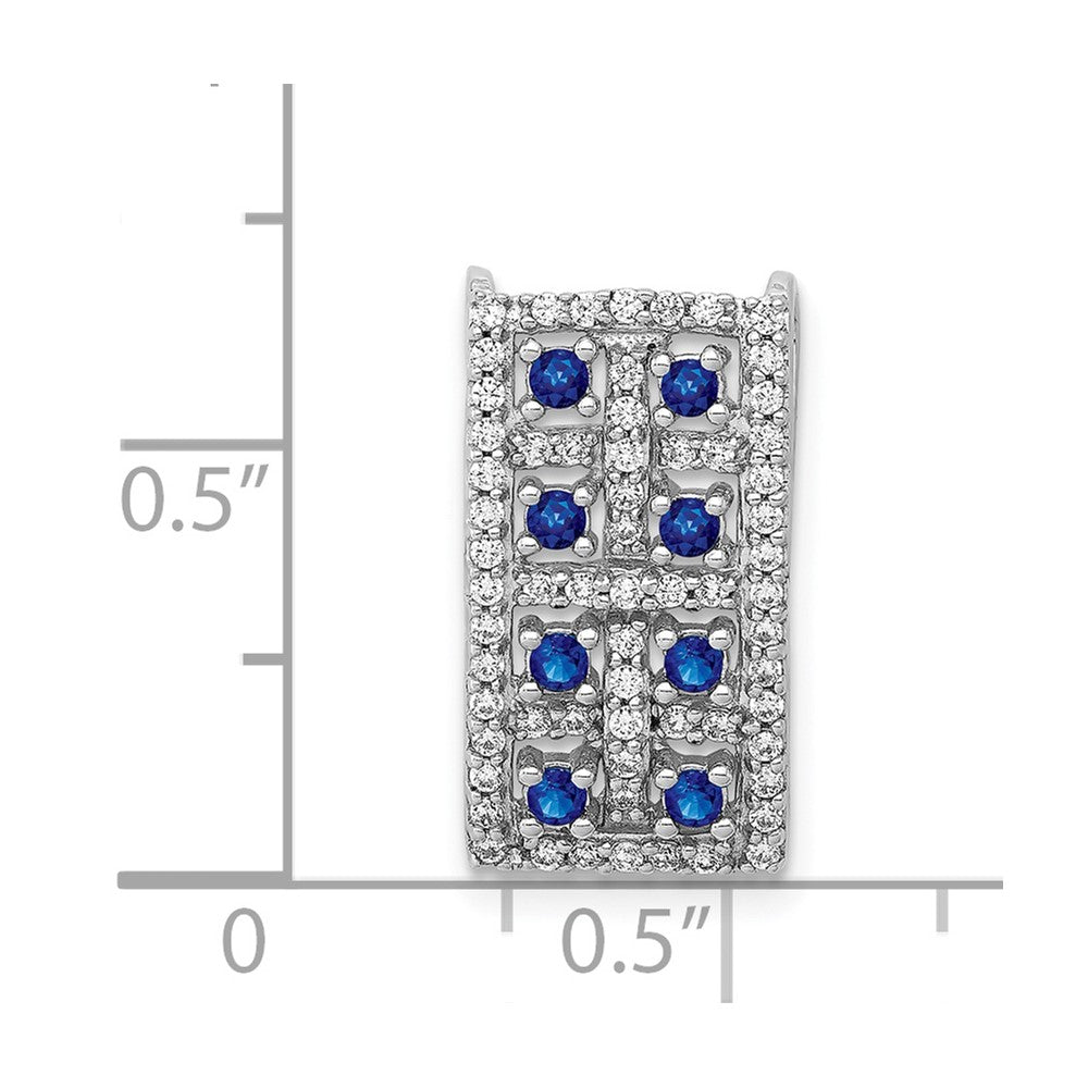 14 K Weißgold Rechteck-Anhänger mit echtem Diamant und Saphir, fantasievoll