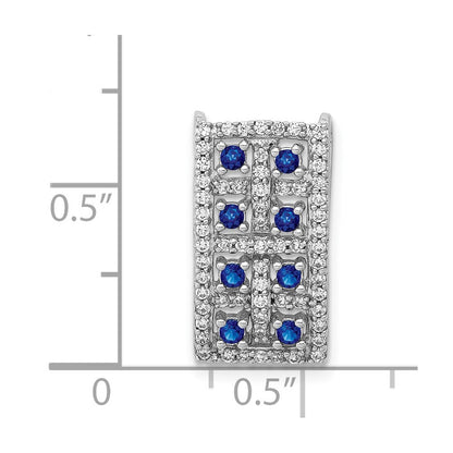 14 K Weißgold Rechteck-Anhänger mit echtem Diamant und Saphir, fantasievoll