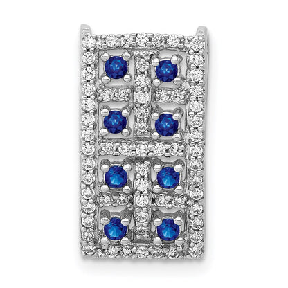14 K Weißgold Rechteck-Anhänger mit echtem Diamant und Saphir, fantasievoll