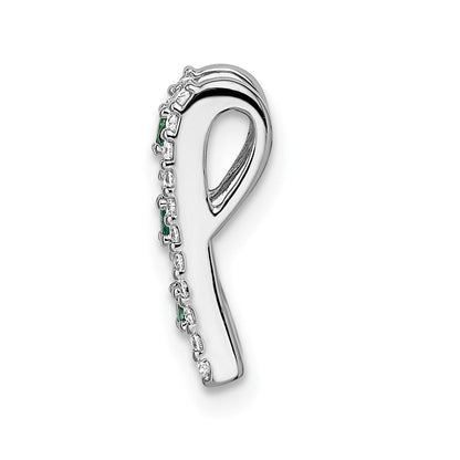 14K Weißgold Fantasie-Anhänger mit echtem Diamant und Smaragd