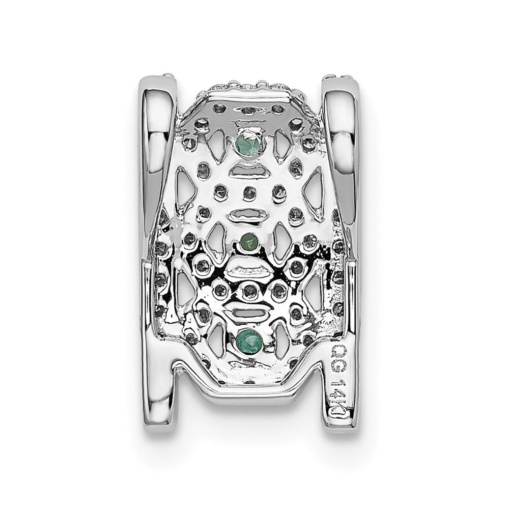 14K Weißgold Fantasie-Anhänger mit echtem Diamant und Smaragd