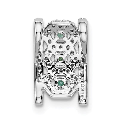 14K Weißgold Fantasie-Anhänger mit echtem Diamant und Smaragd