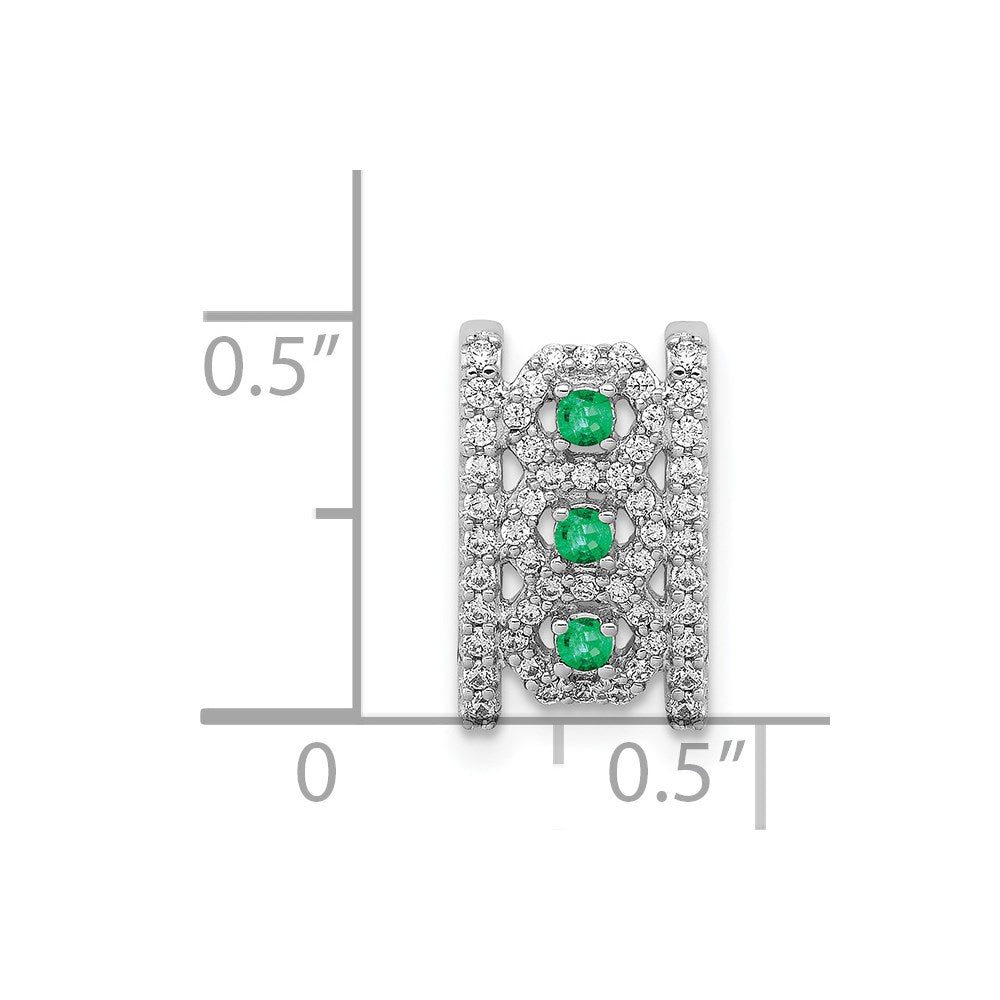 14K Weißgold Fantasie-Anhänger mit echtem Diamant und Smaragd