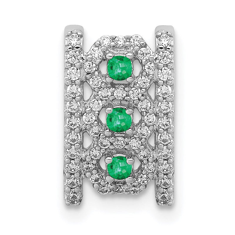 14K Weißgold Fantasie-Anhänger mit echtem Diamant und Smaragd